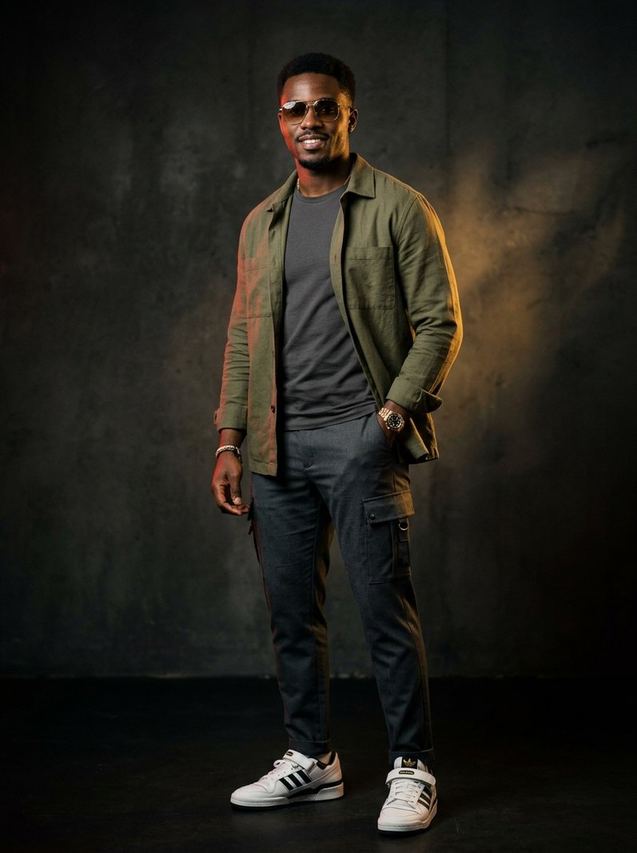 Men's Olive Utility Overshirt & Cargo Fit