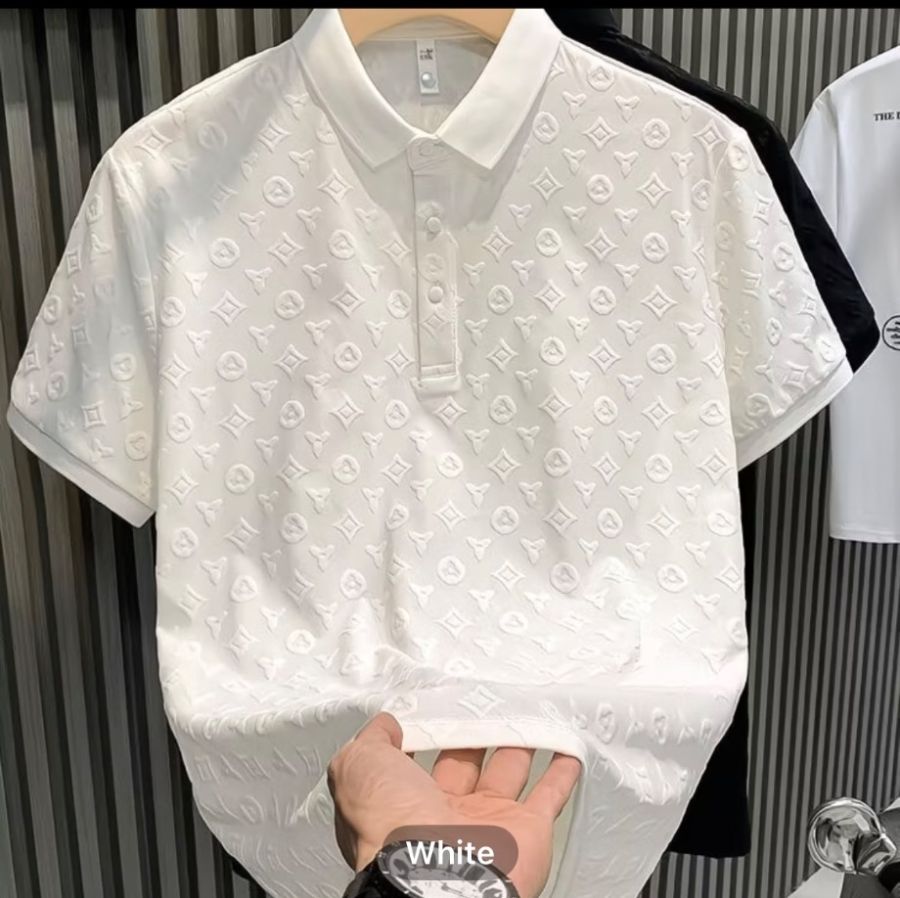 Summer Men's Jacquard Casual Short-Sleeve Polo Shirt, New Comfortable Breathable T-Shirt