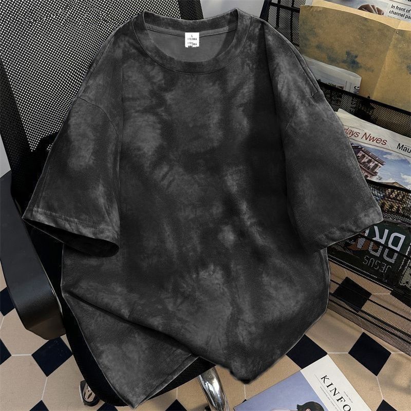 Summer Tie-Dye Streetwear Short-Sleeved T-Shirt Men's American Style Versatile Loose Five-Quarter Sleeve 2026